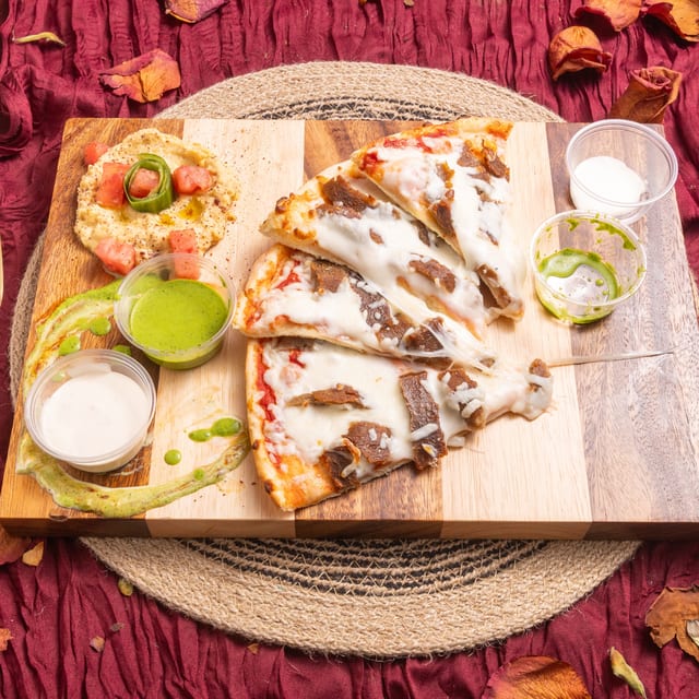 Beef Gyro Naan Pizza.
